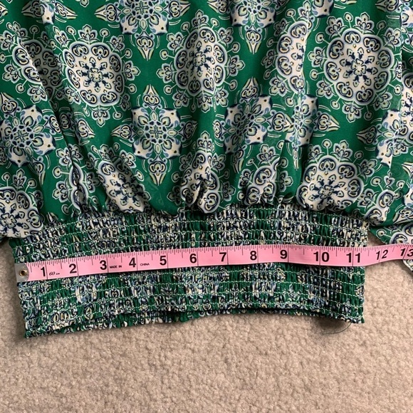 Max Studio Boho Batwing Floral Top Women Small Green - Picture 6 of 8
